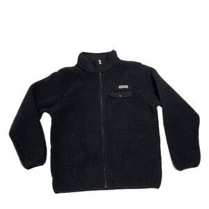 Columbia Sherpa Fleece Jacket Men's Large Black Full Zip Pockets Plush Cozy